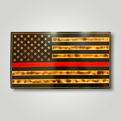 Thin Red Line Wooden Flag
