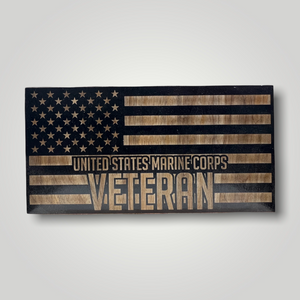 Marine Corps Veteran Wood Flag