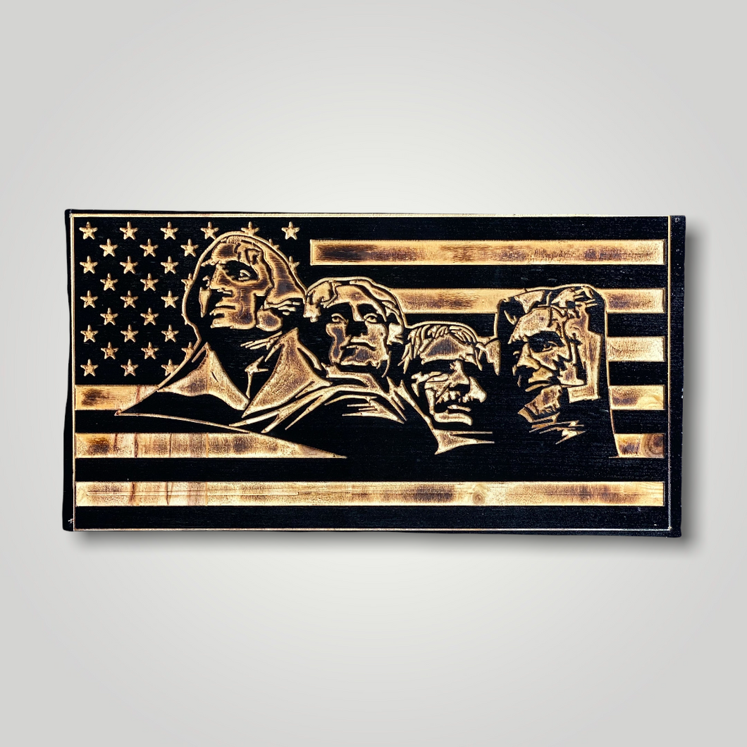 Mt. Rushmore Wooden Flag