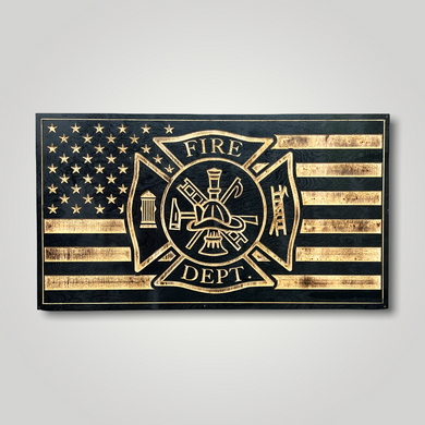 Fire Dept. Maltese Cross Wooden  Flag