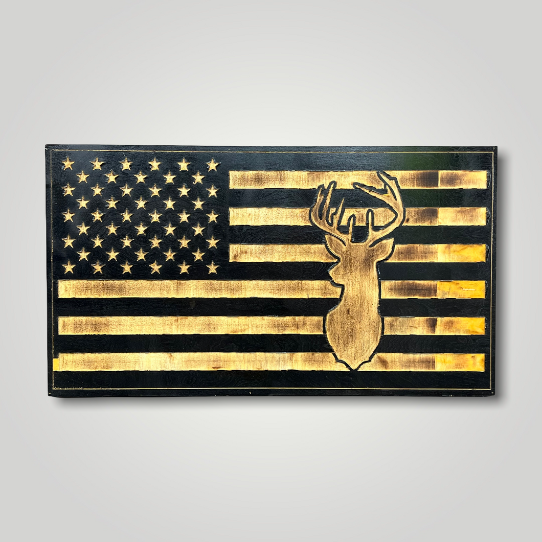 Deer Head Wooden Flag