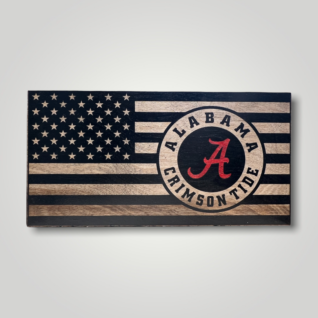 Alabama Crimson Tide Wooden Flag