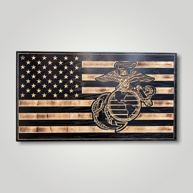 Marine EGA Wooden Flag