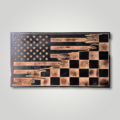 Split Checkered Wooden Flag