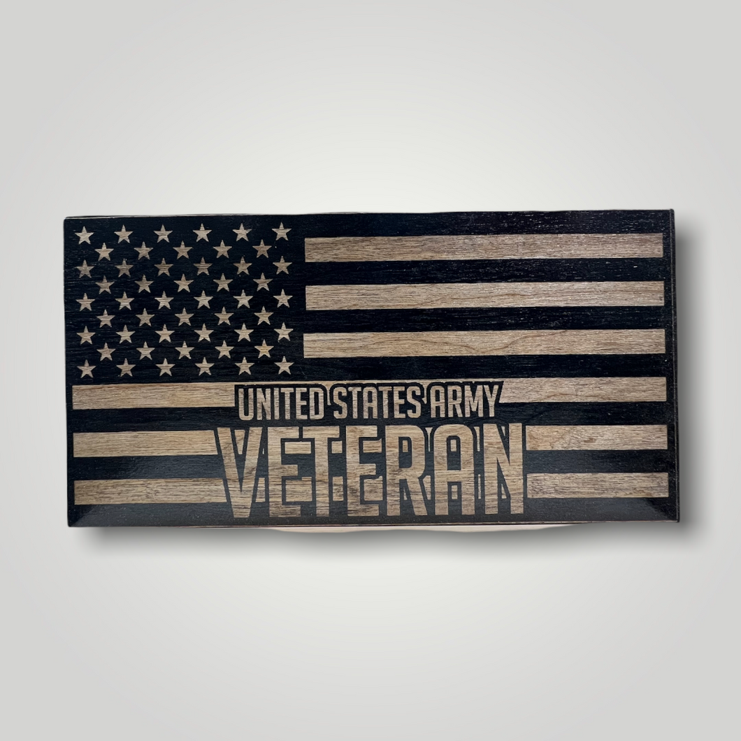 Army Veteran Wood Flag