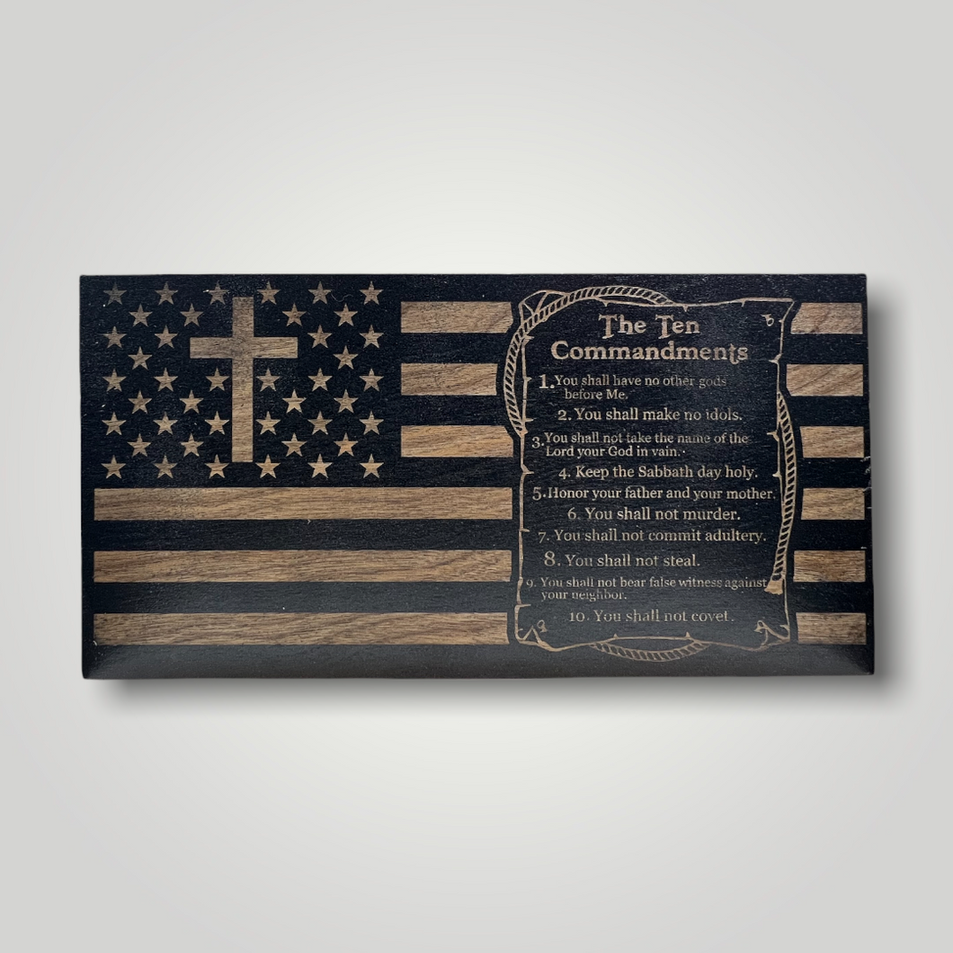 10 Commandments Wood Flag