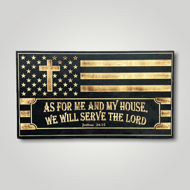 As For Me and My House Wooden Flag