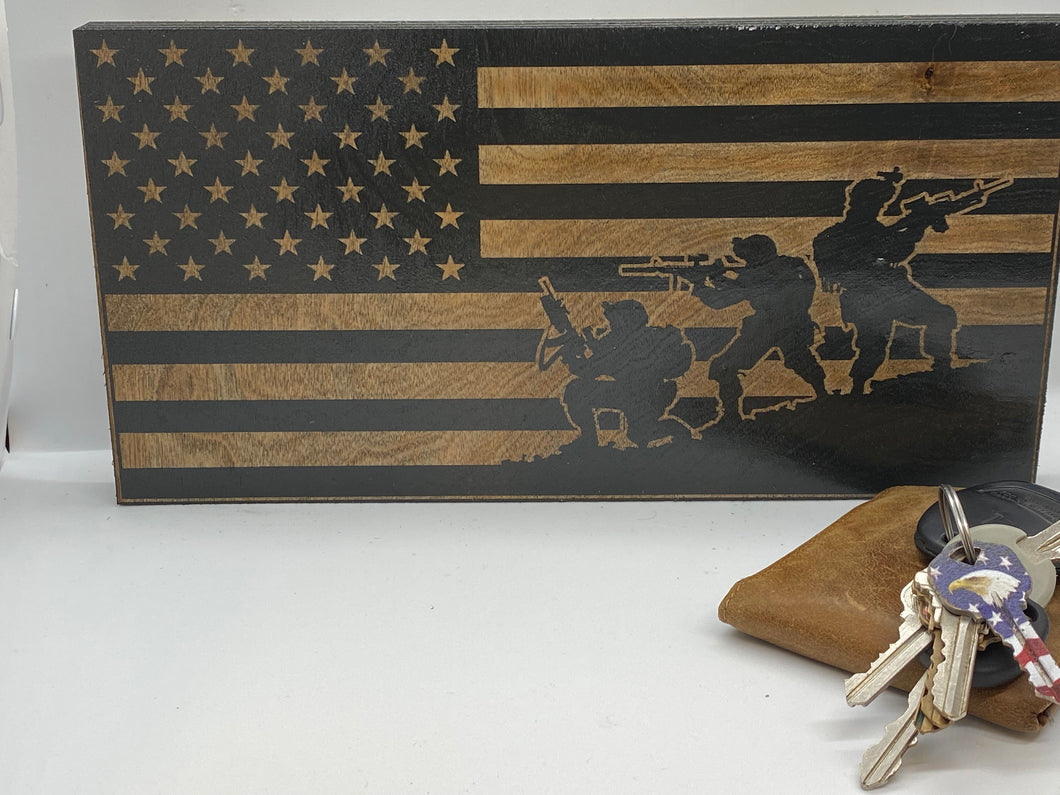 Soldiers on Watch Wood Flag
