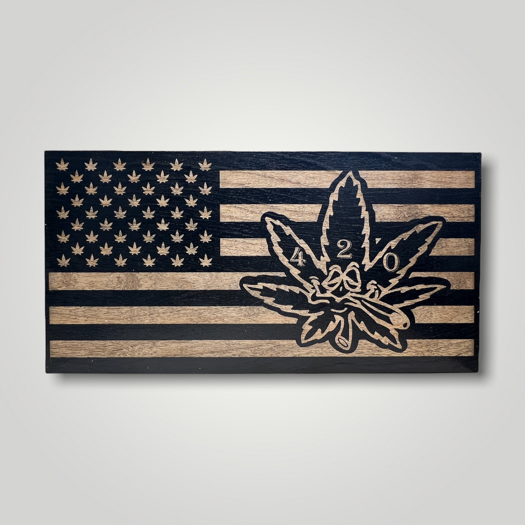 Pot Leaf Wood Flag