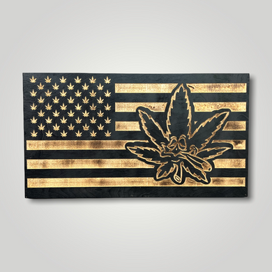 Pot Leaf Wooden  Flag