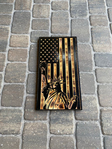 Vertical Lady Liberty Wooden Flag