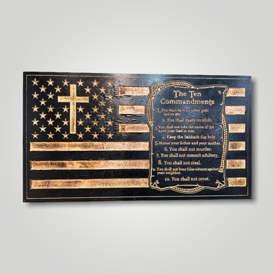 10 Commandments Wooden Flag