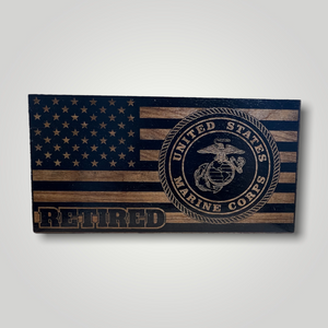 US Marine Corps Retired Wood Flag
